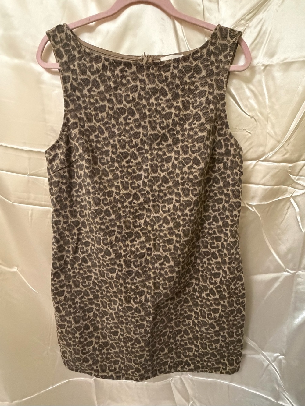 Böhme Women’s XL Denim Look Leopard Print Sleeveless Mini Dress 100% Cotton